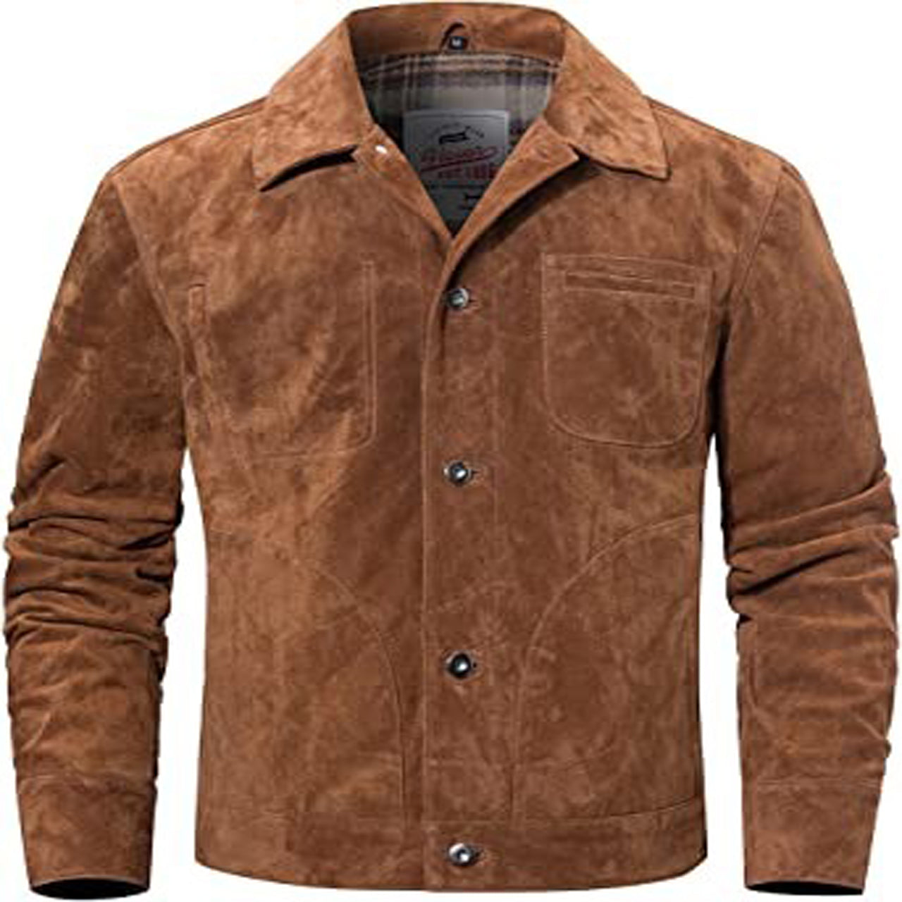 Men's Suede Leather Jacket Trucker Coat
