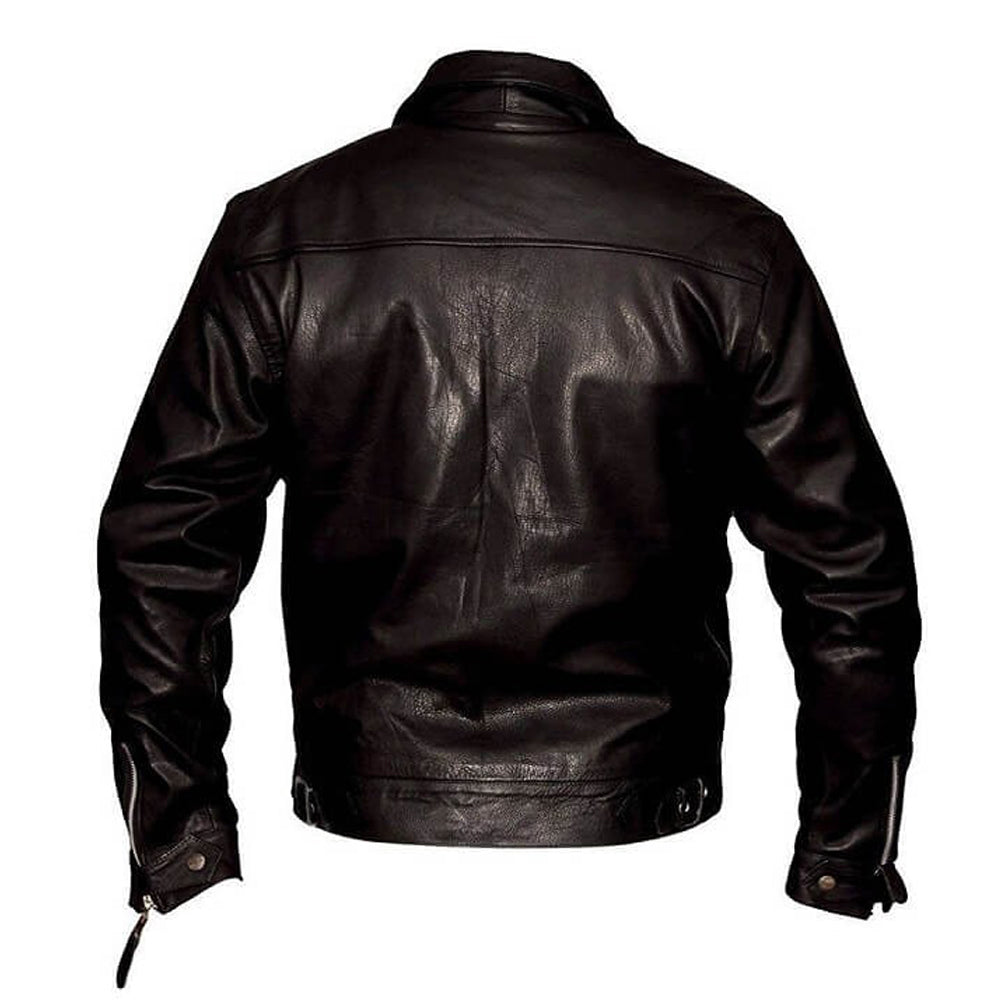 Simple Men s Black Leather Biker Jacket