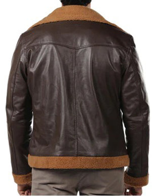 B3 Bomber New Mens Brown Bomber Faux Fur Leather Jacket