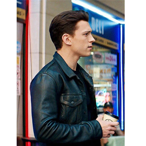 Tom Holland Uncharted Black Leather Jacket
