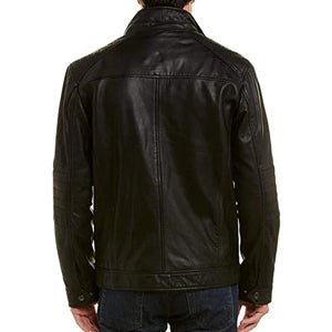 Signature Men's Washed Leather Moto Jacket