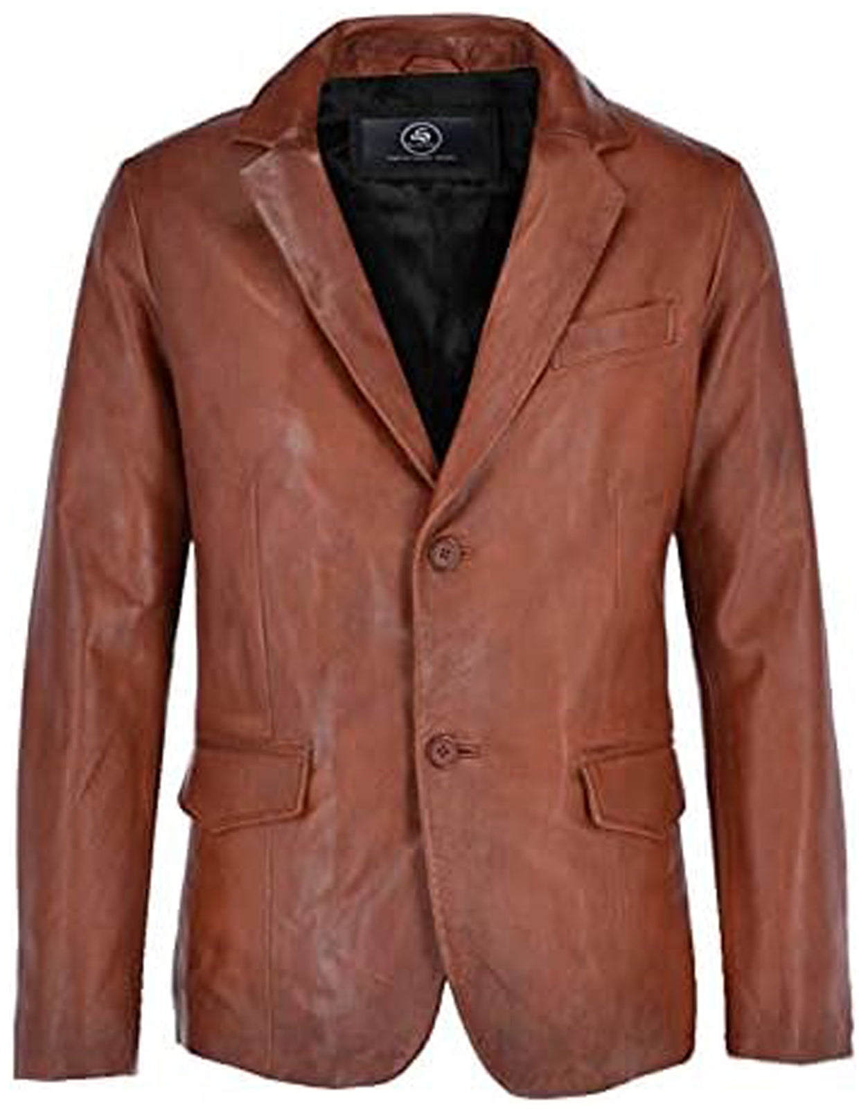 Brown Wax Mens Classic Leather Blazer