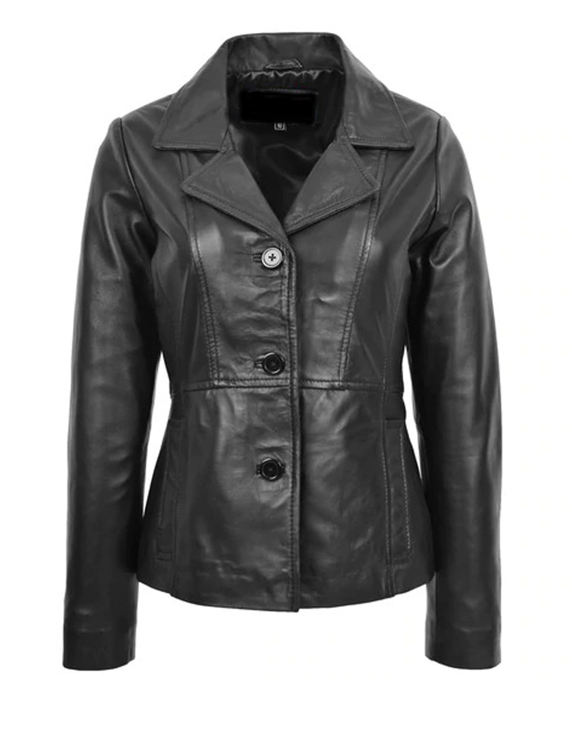 Women's New Black Sheepskin Leather Blazer Coat