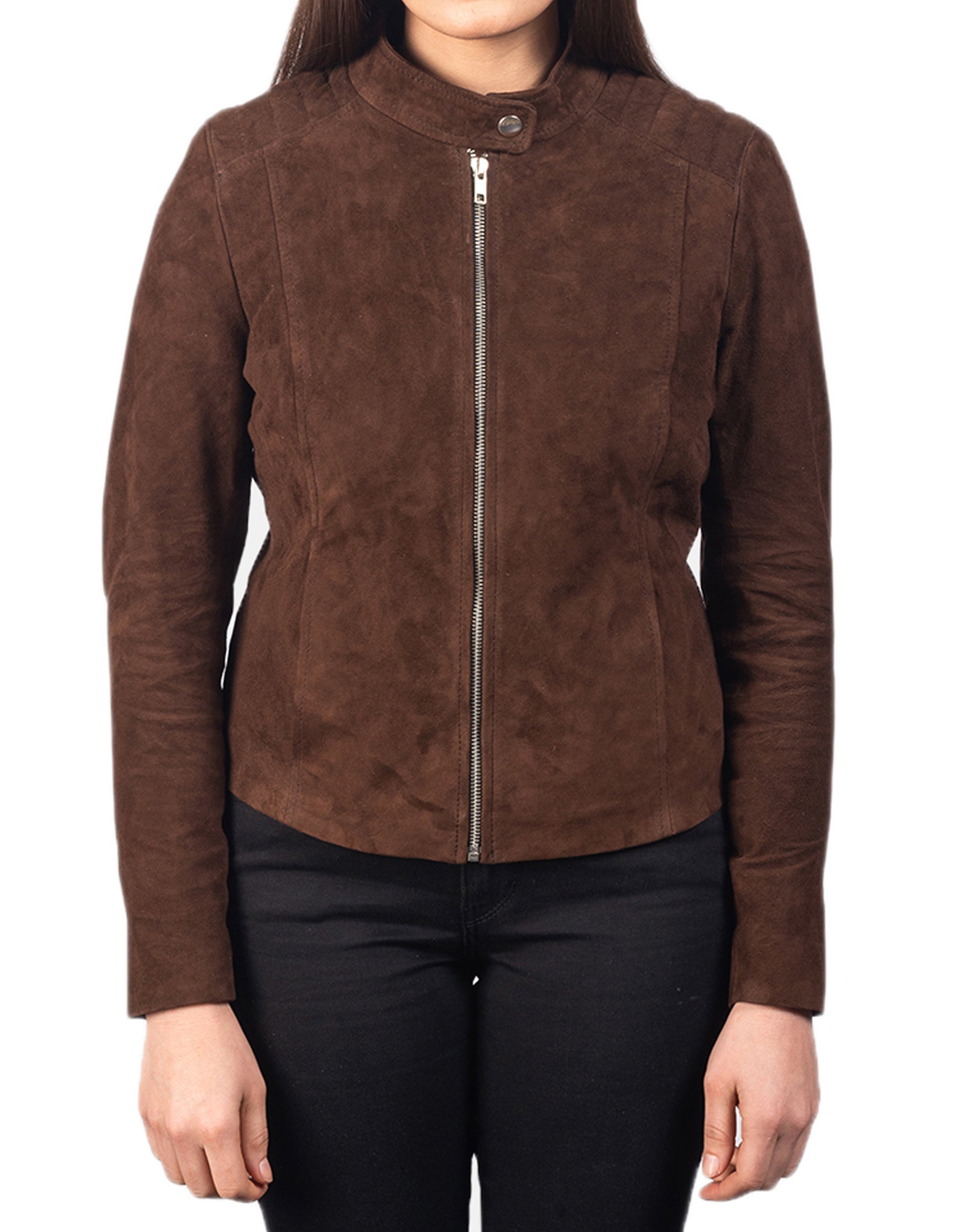 Brown Suede Leather Jacket For Women