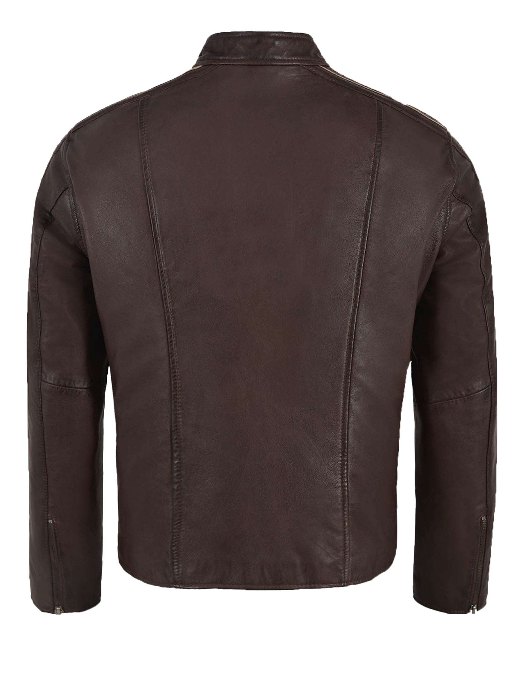 Brown Leather Bike Jacket For Men