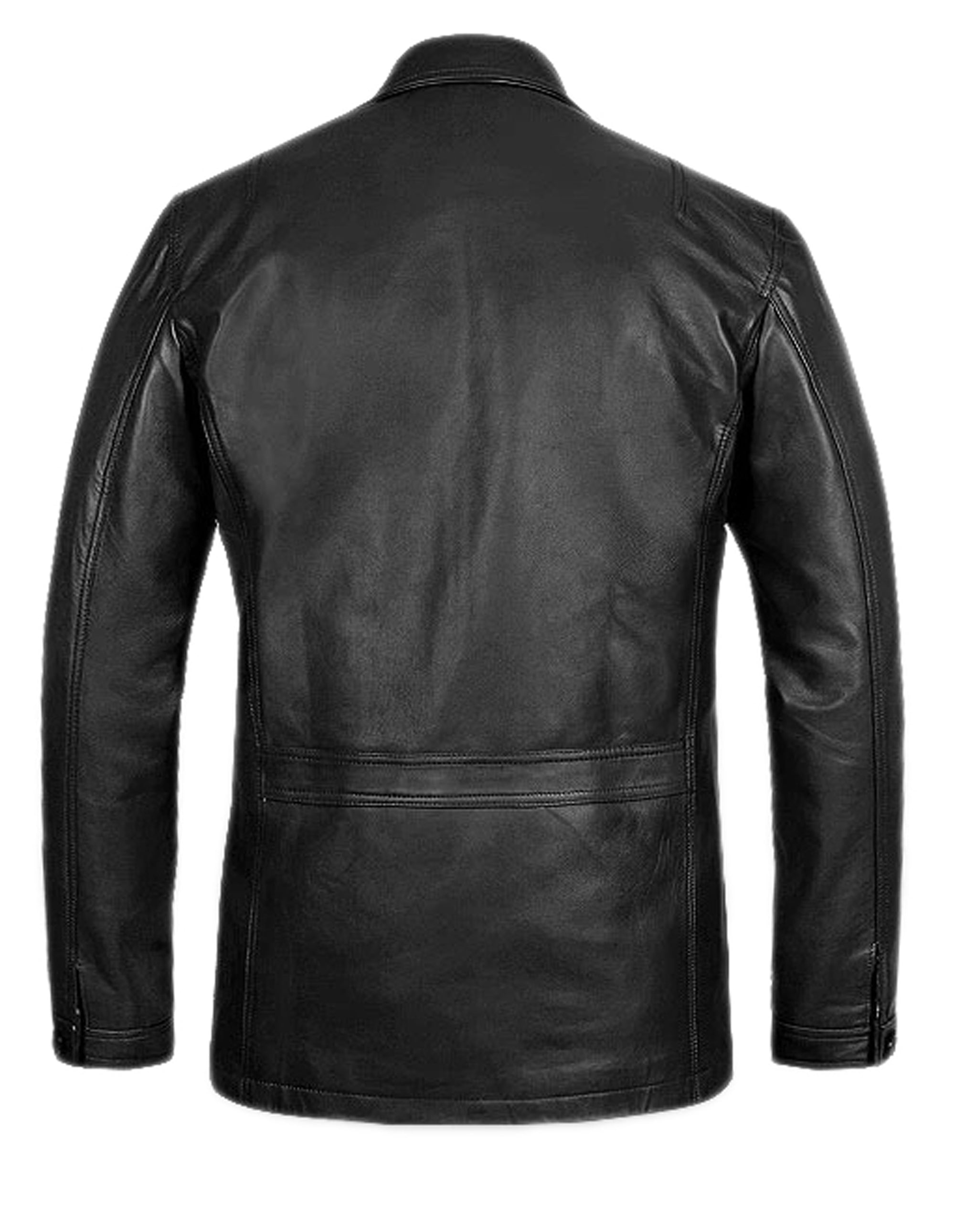 Black Three Pocket Leather Blazer For Men