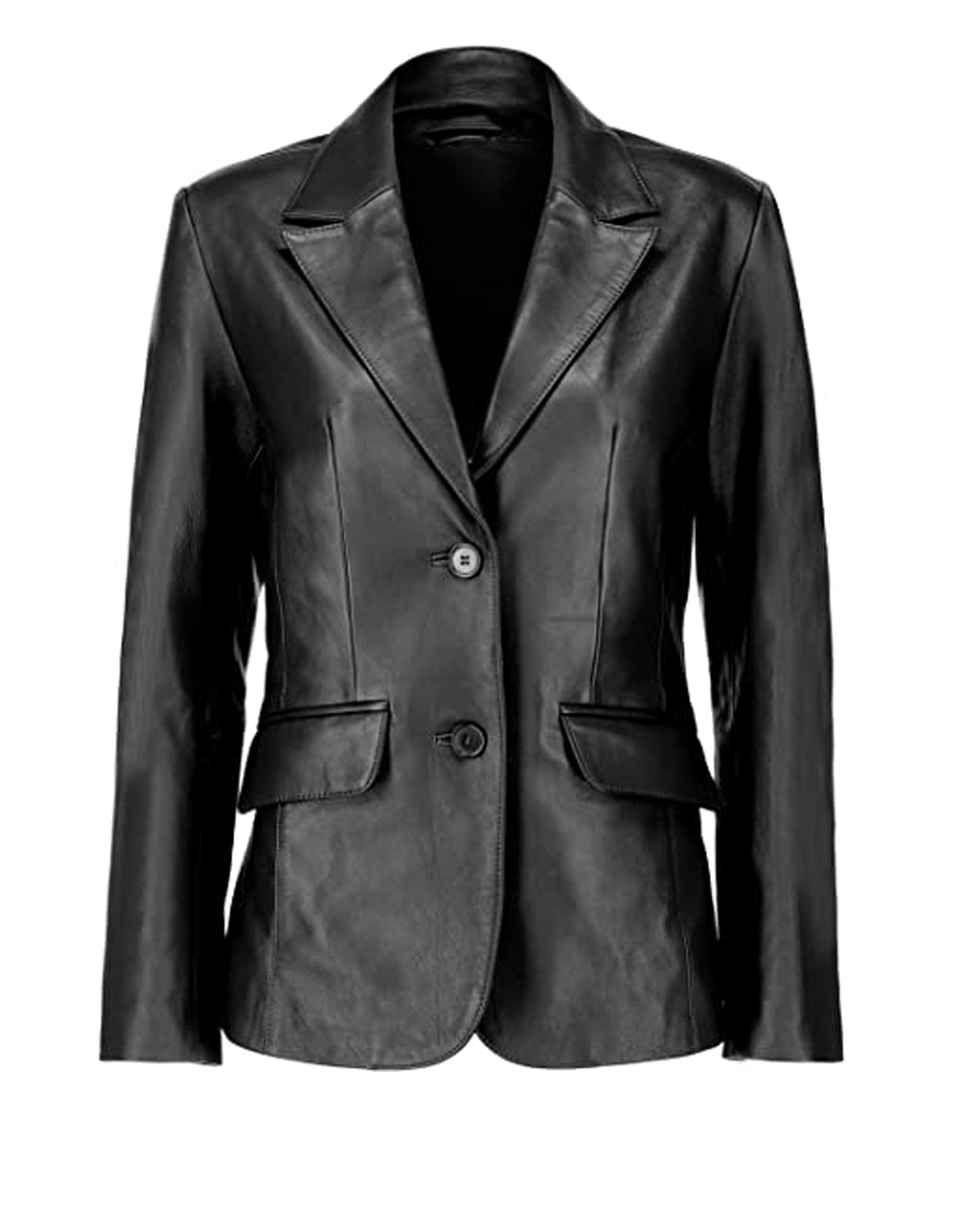 Women's Black Sheepskin Leather Blazer Coat