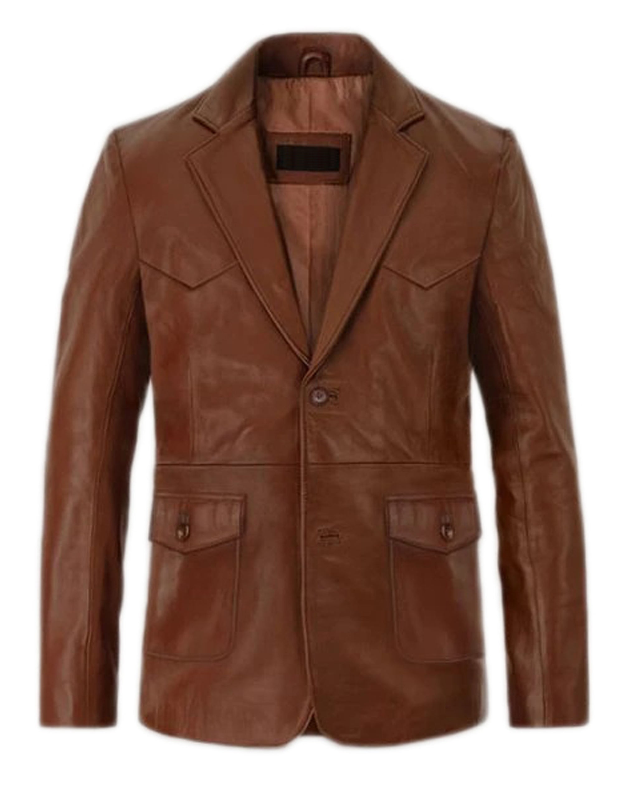 Brown Vintage Mens Classic Sheepskin Leather Blazer