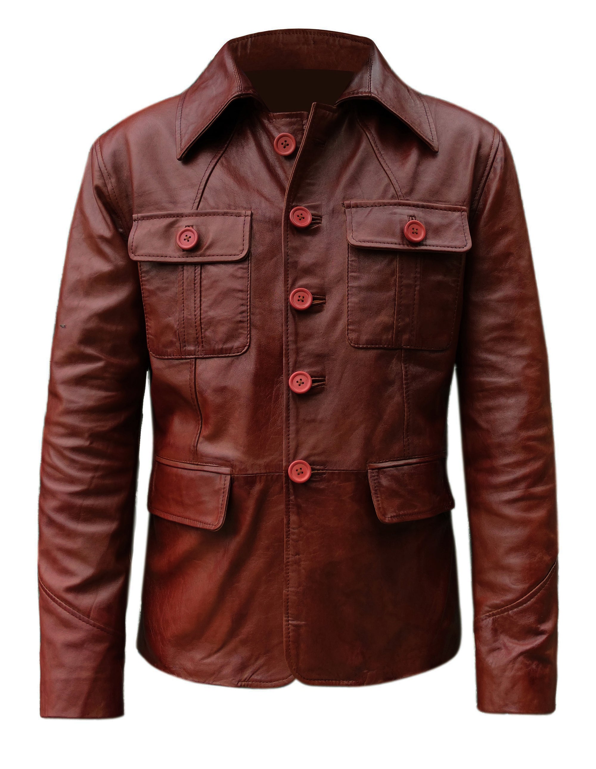 Brown Wax Mens Classic Leather Blazer