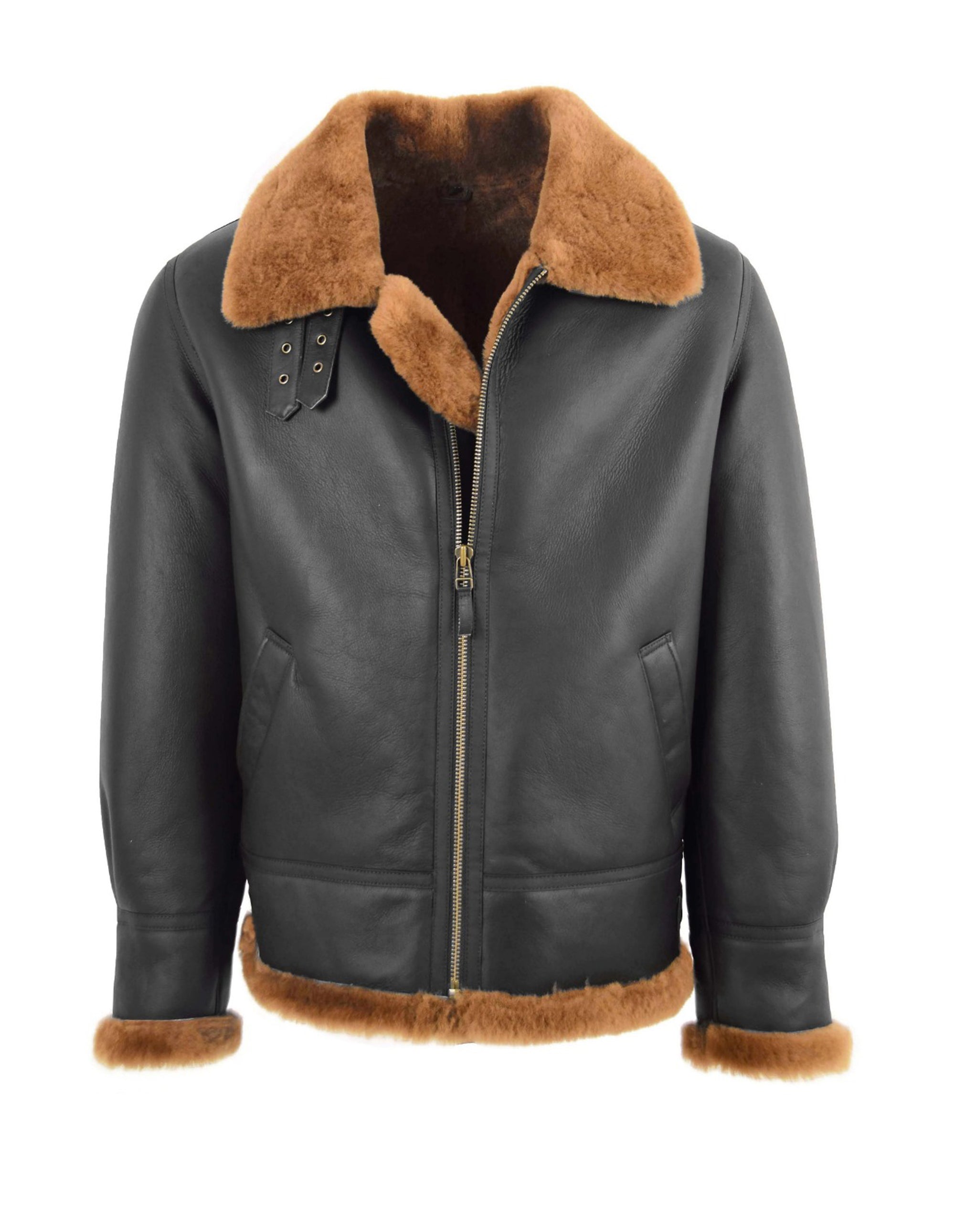 B3 Bomber Mens Brown Shearling Bomber Leather Jacket