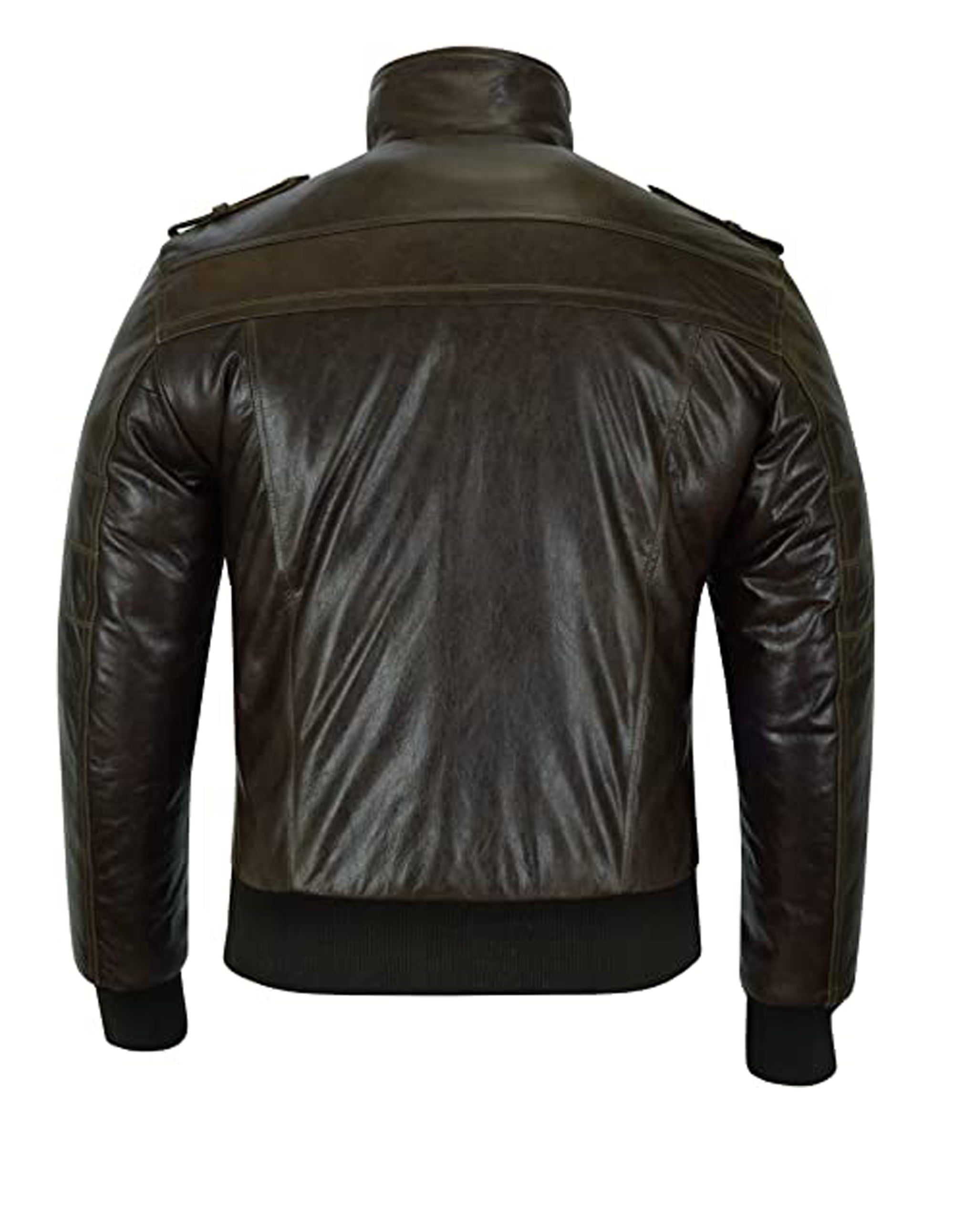 Men Brown Waxed Leather Casual Jacket with Removable Hood