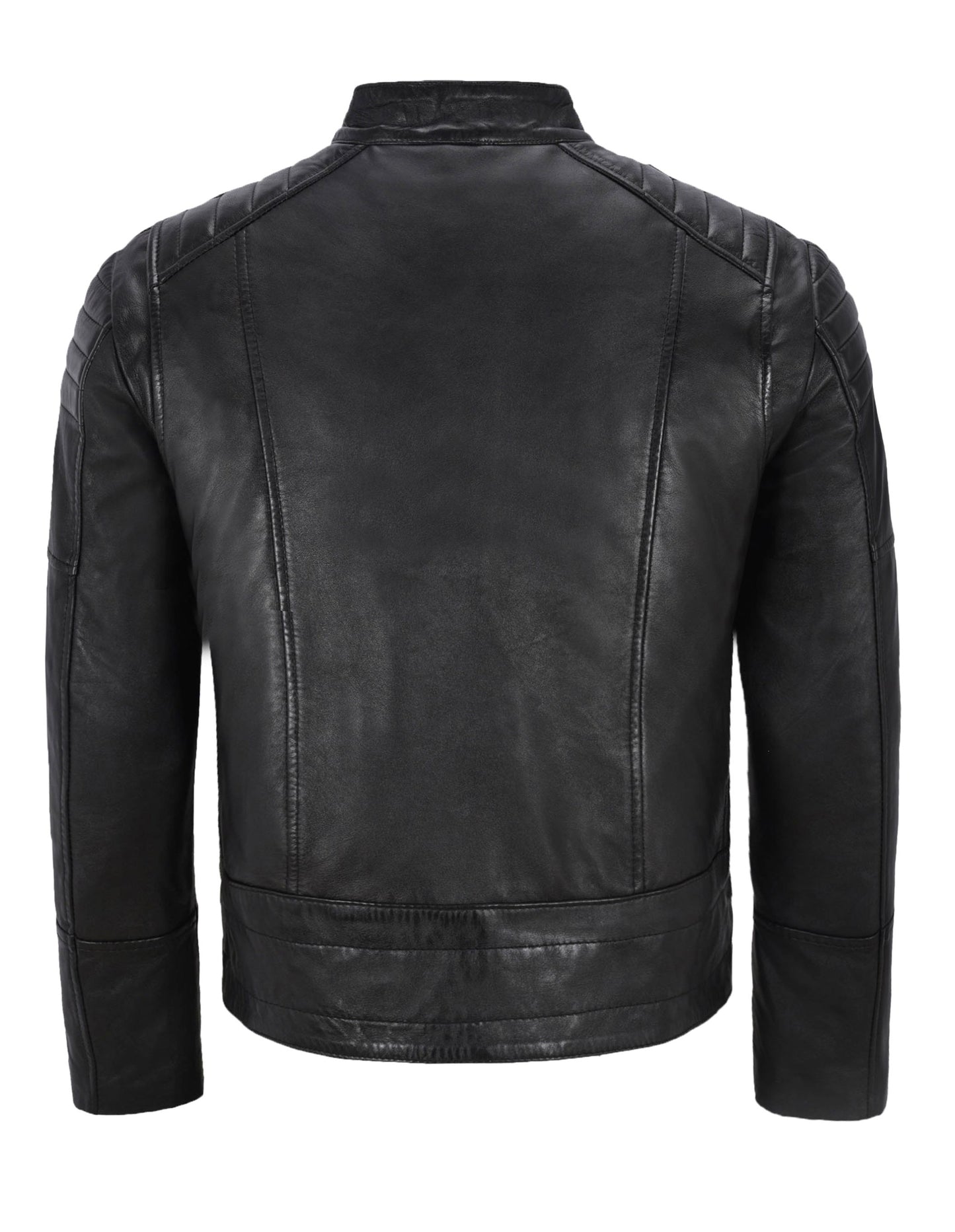 Black Leather Biker Jacket For Men