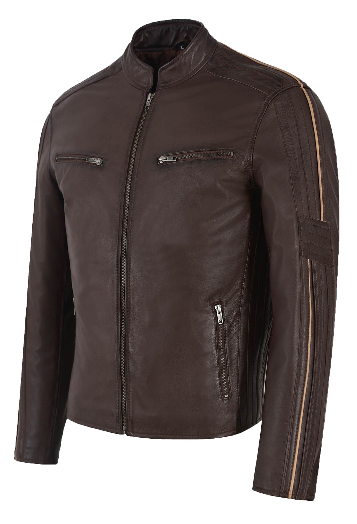 Brown Leather Biker Jacket For Men