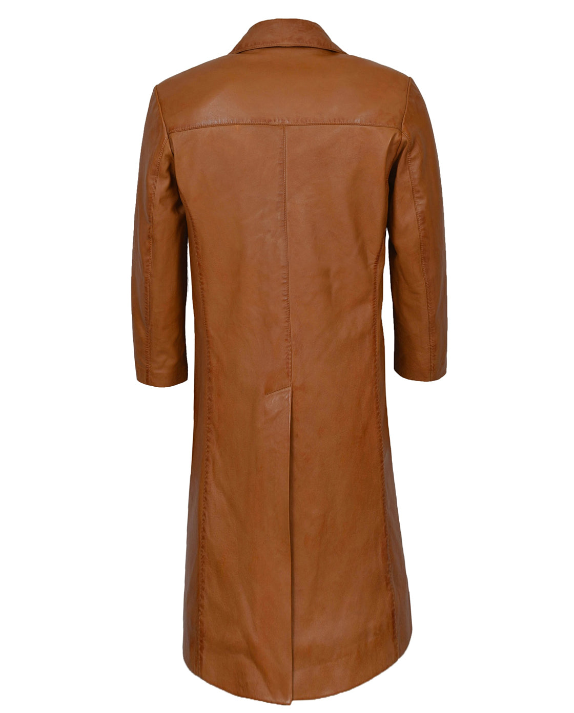 Tan Leather Trench Coat For Men