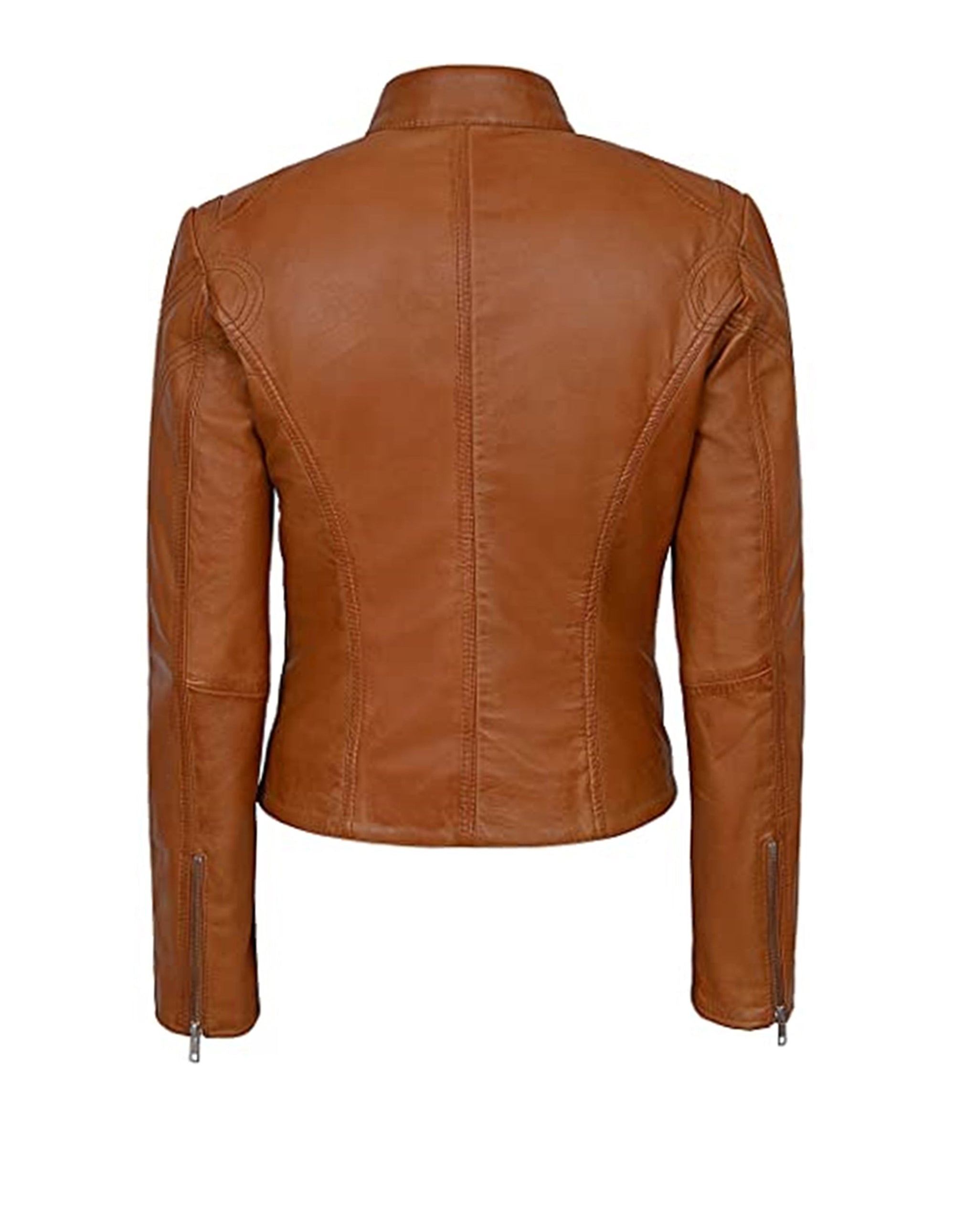 Womens Tan Basic Sheepskin Leather Jacket
