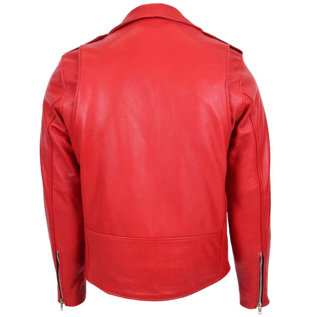 Mens Red Biker Leather Jacket