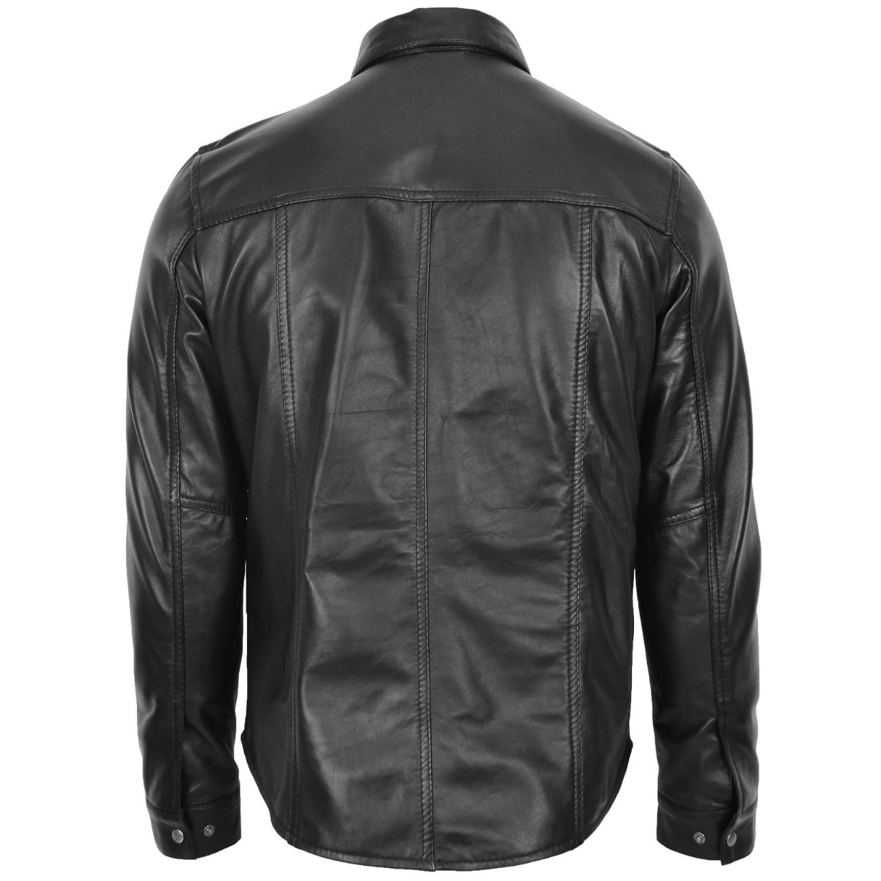 Mens Shirt Black Leather Jacket For Men