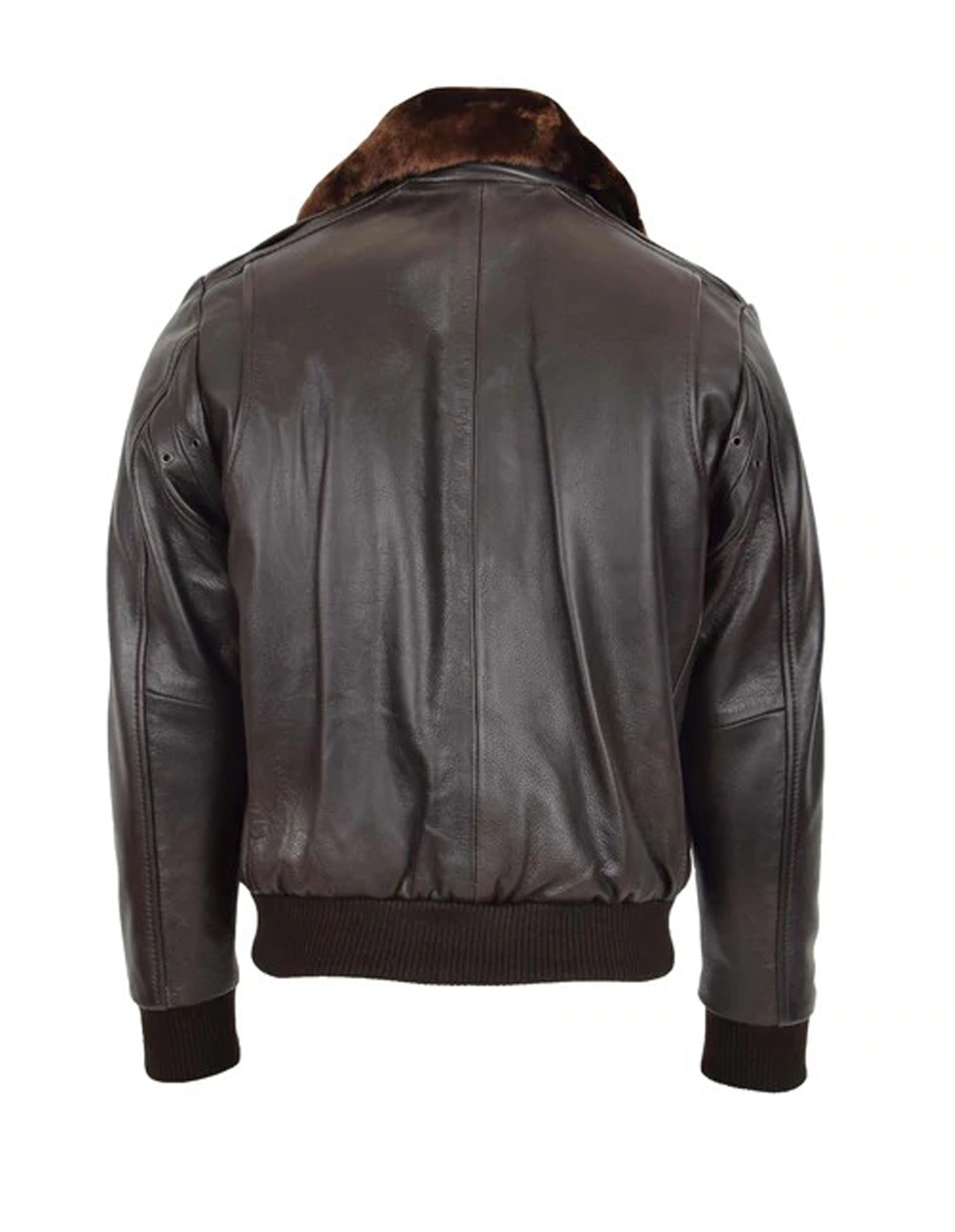 Mens Brown A2 Bomber Fur Collar Sheepskin Leather Jacket