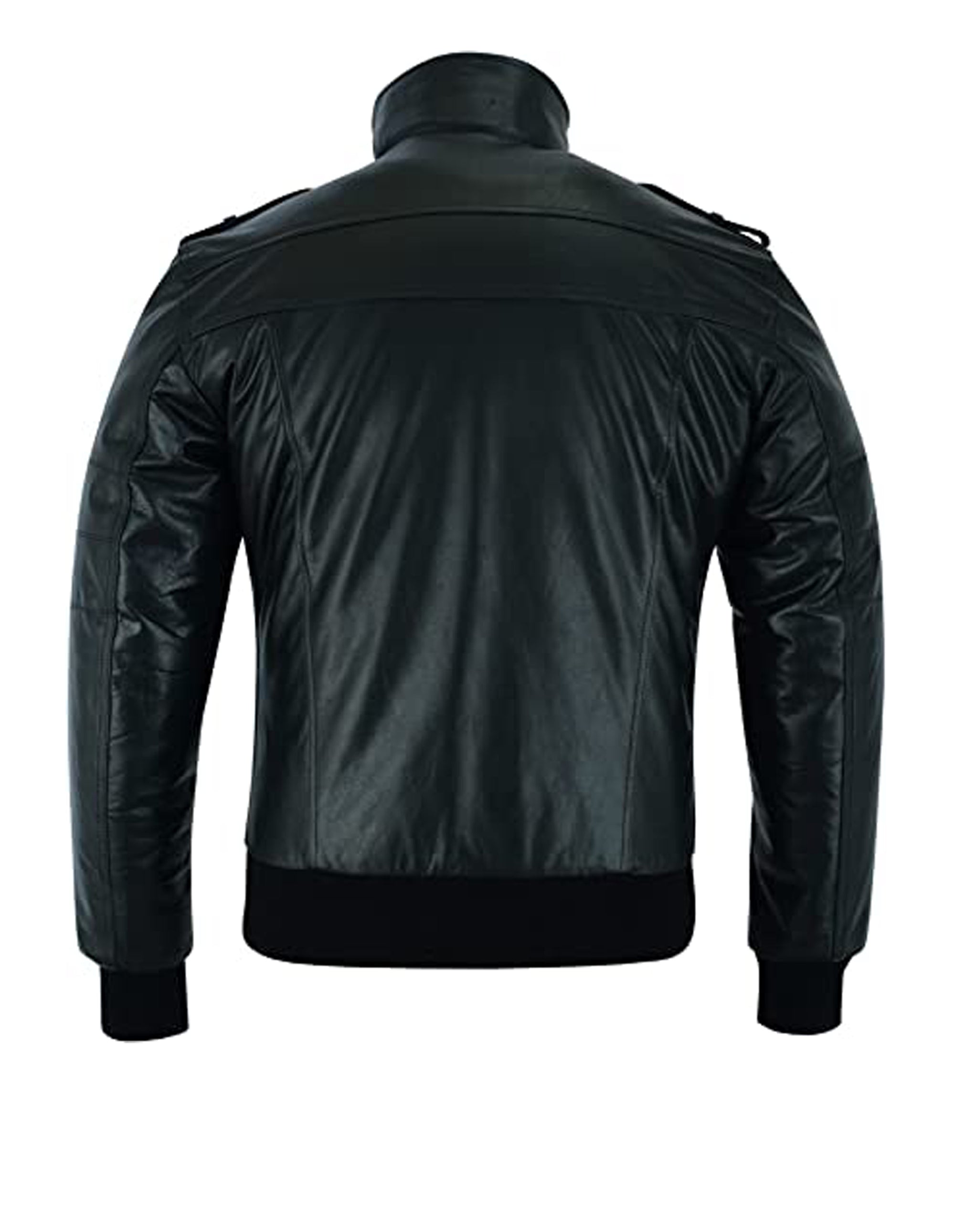 Men Black Leather Motorcycle Jacket with Removable Hood