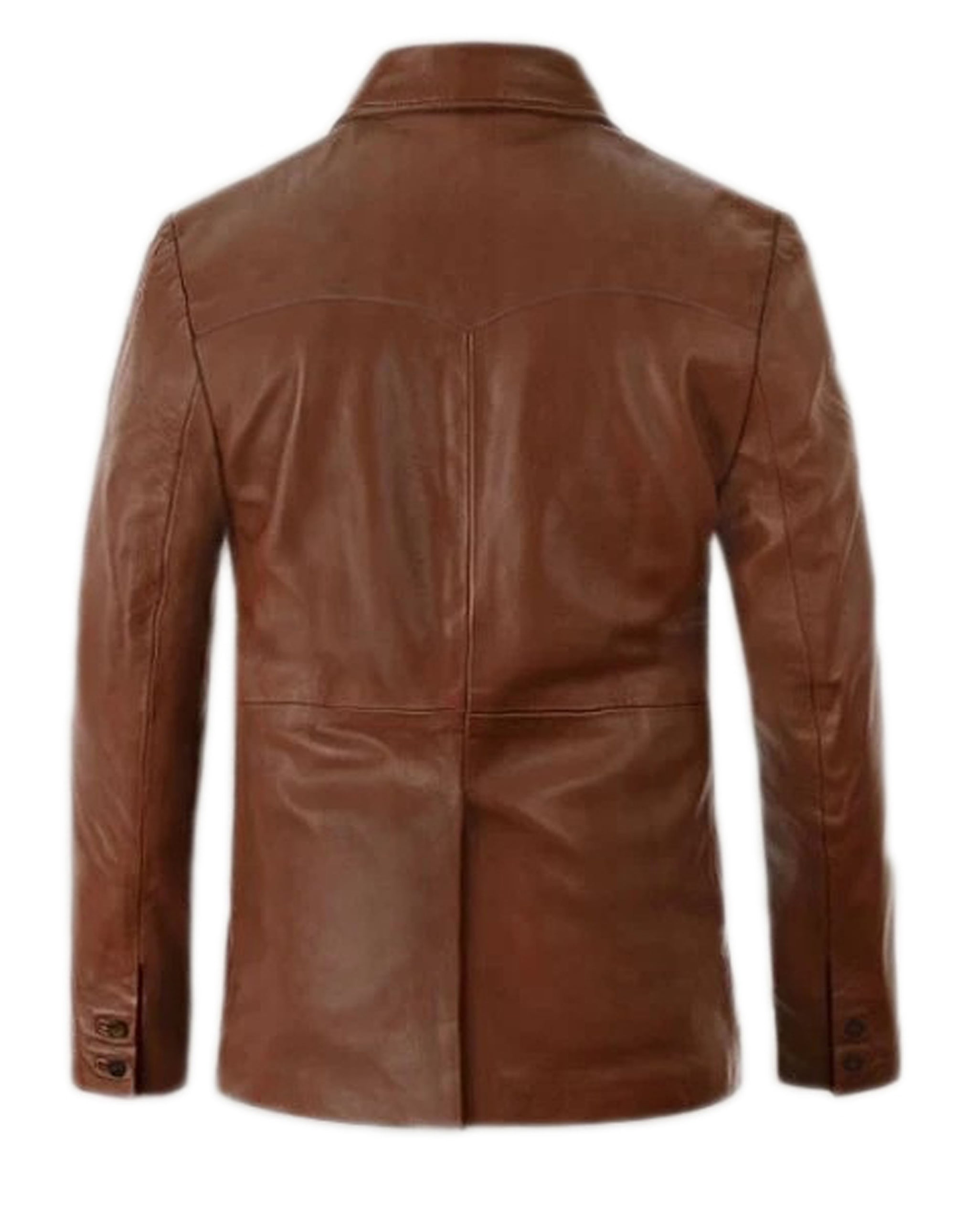Brown Vintage Mens Classic Sheepskin Leather Blazer