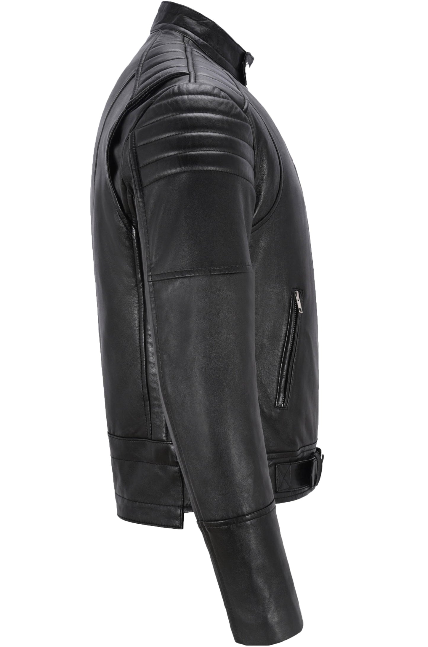 Black Leather Biker Jacket For Men