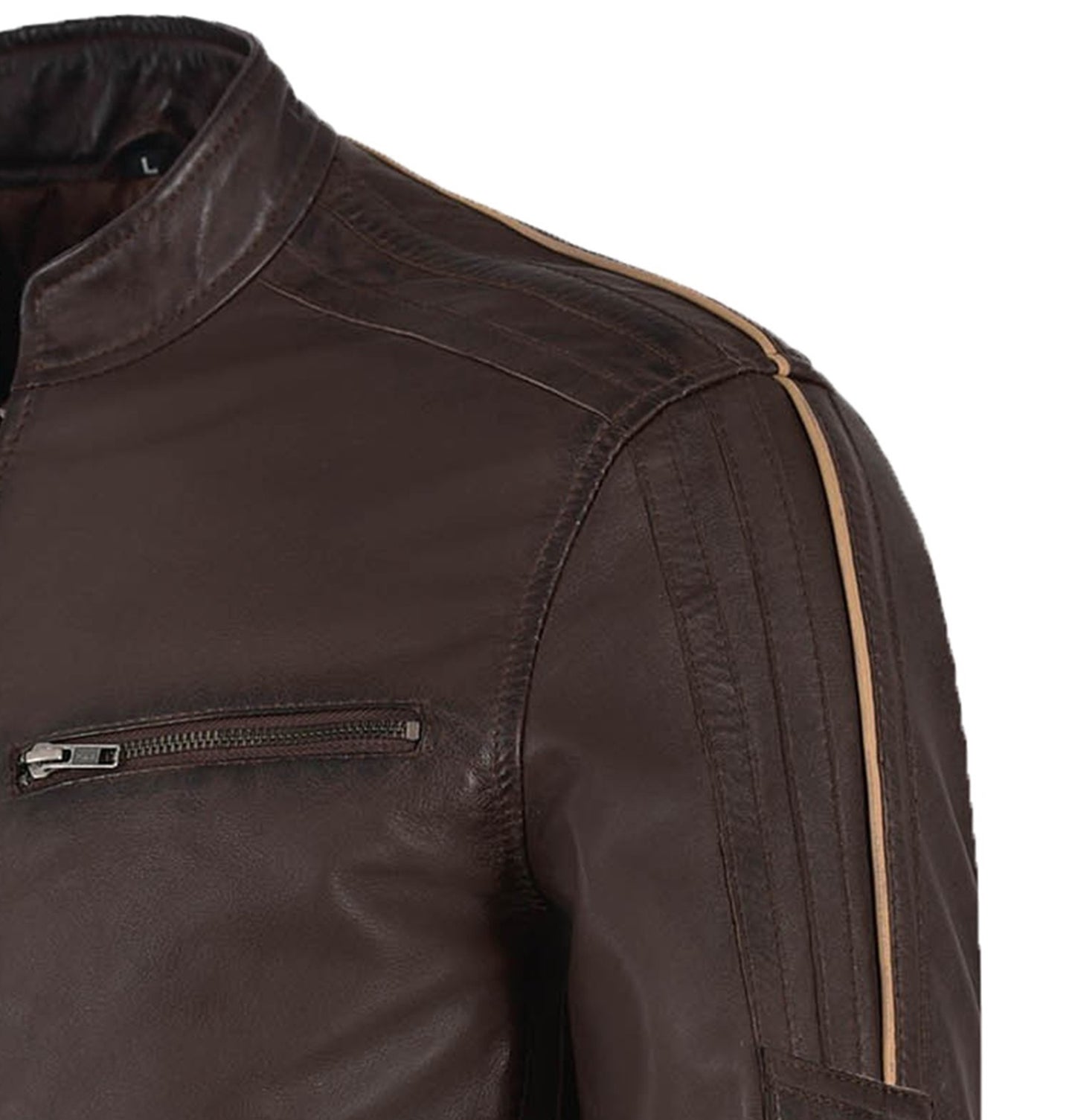 Brown Leather Biker Jacket For Men