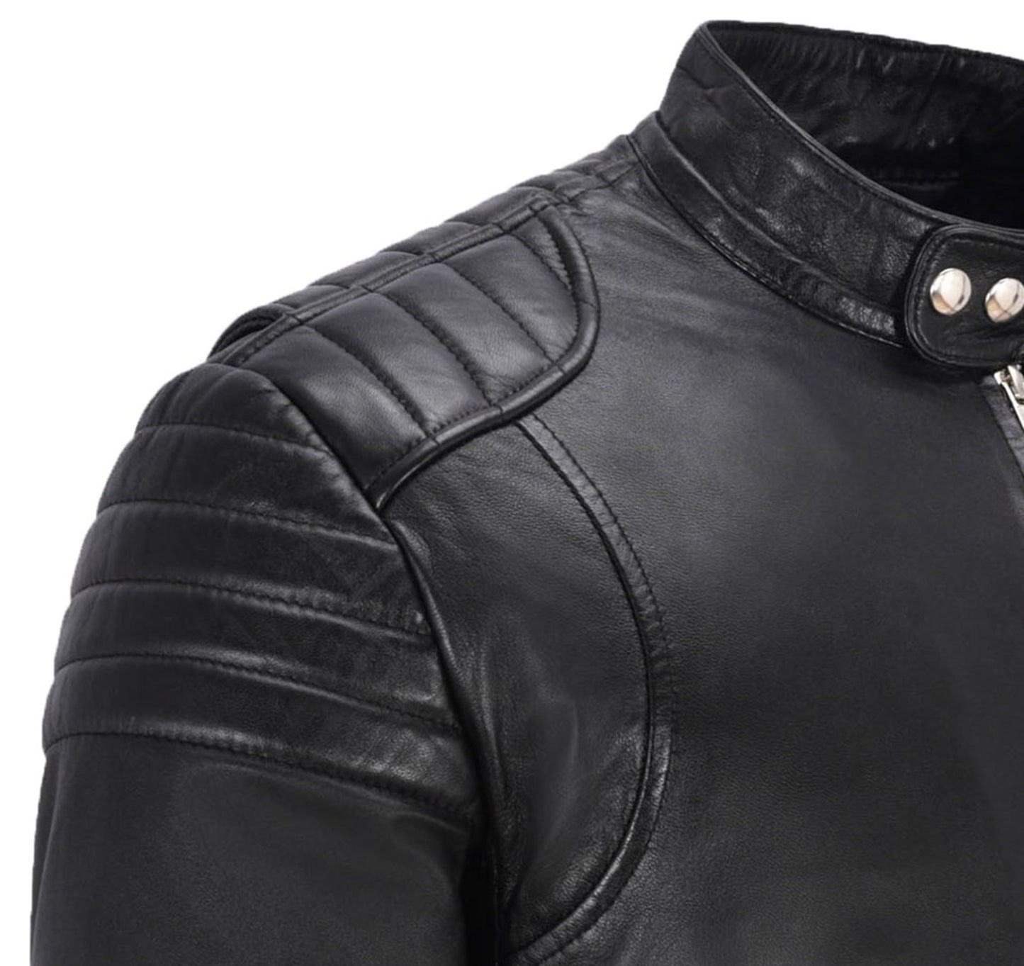 Black Leather Biker Jacket For Men