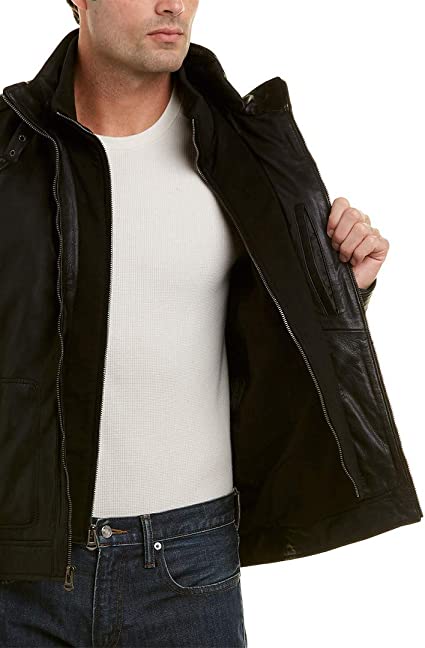 Signature Men's Washed Leather Moto Jacket