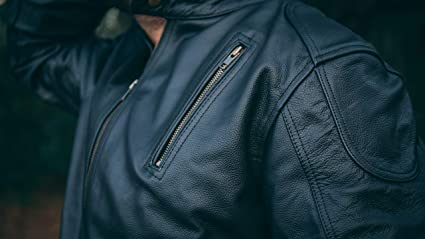 Mens Leather Motorcycle Jackets Black Moto Riding Motorbike Racing Cafe Racer Biker Jacket CE Armored (M)