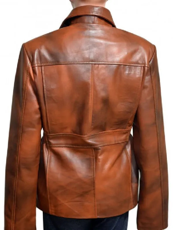 Women Jackets The Hunger Games Katniss Everdeen Brown Real Leather Jacket