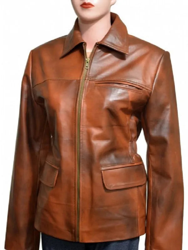 Women Jackets The Hunger Games Katniss Everdeen Brown Real Leather Jacket