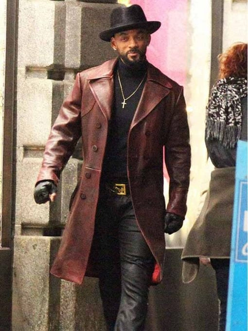 The Suicide Squad Will Smith Brown Trench Coat