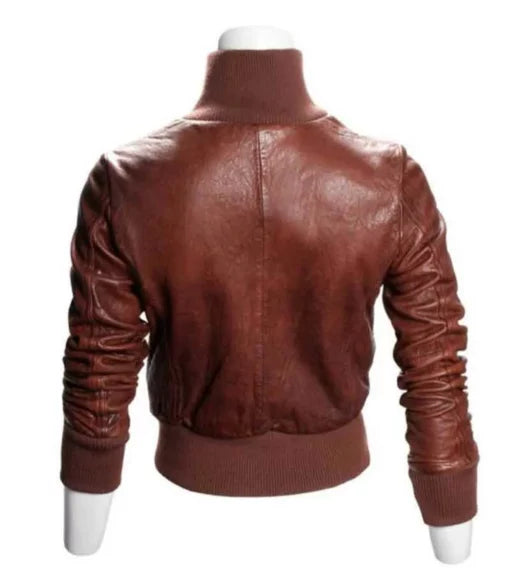 Women Leather Jackets Womens Top Gun Brown Bomber Vintage Real Leather Jacket