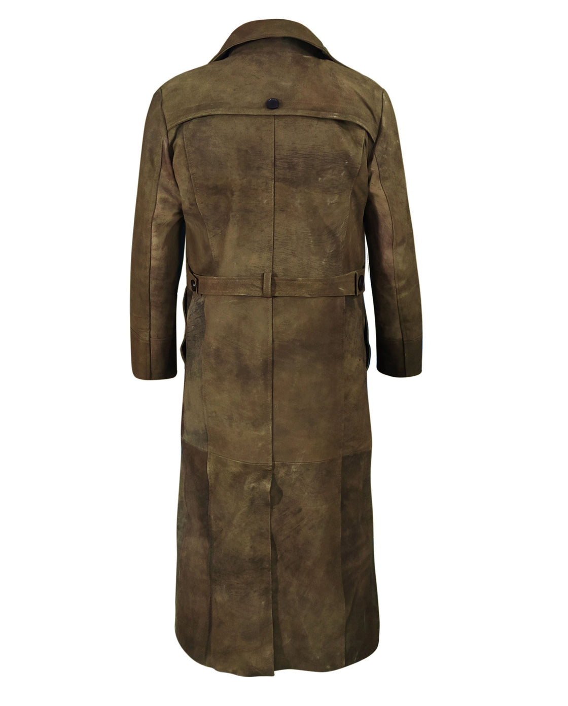 Light Snuff Leather Duster Trench Coat For Men