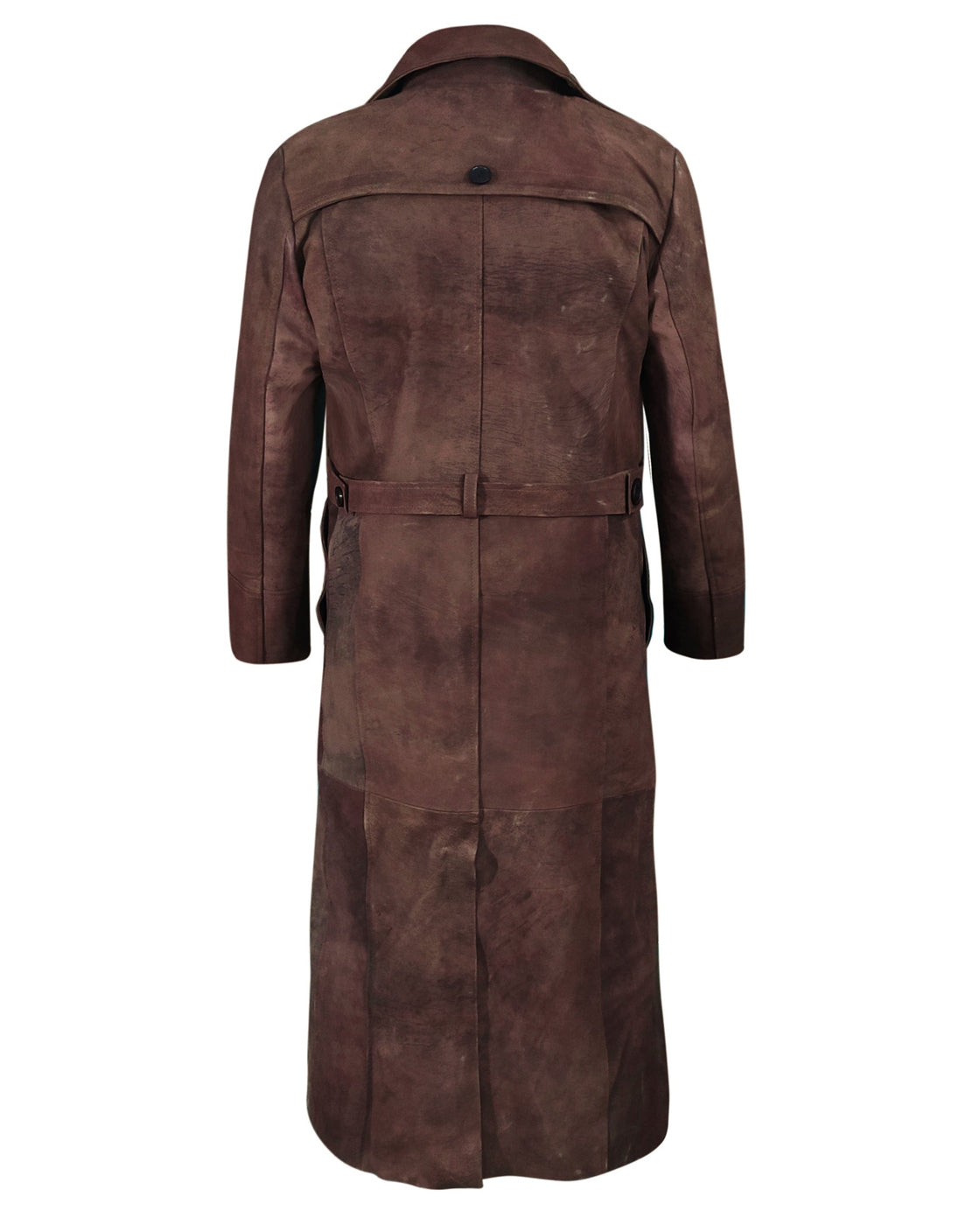 Dark Snuff Leather Duster Trench Coat For Men