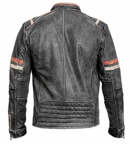 Men s Vintage Café Racer Retro Distressed Leather Jacket
