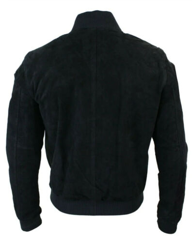 Men Black Bomber Style Suede Western Cowboy Leather Jacket