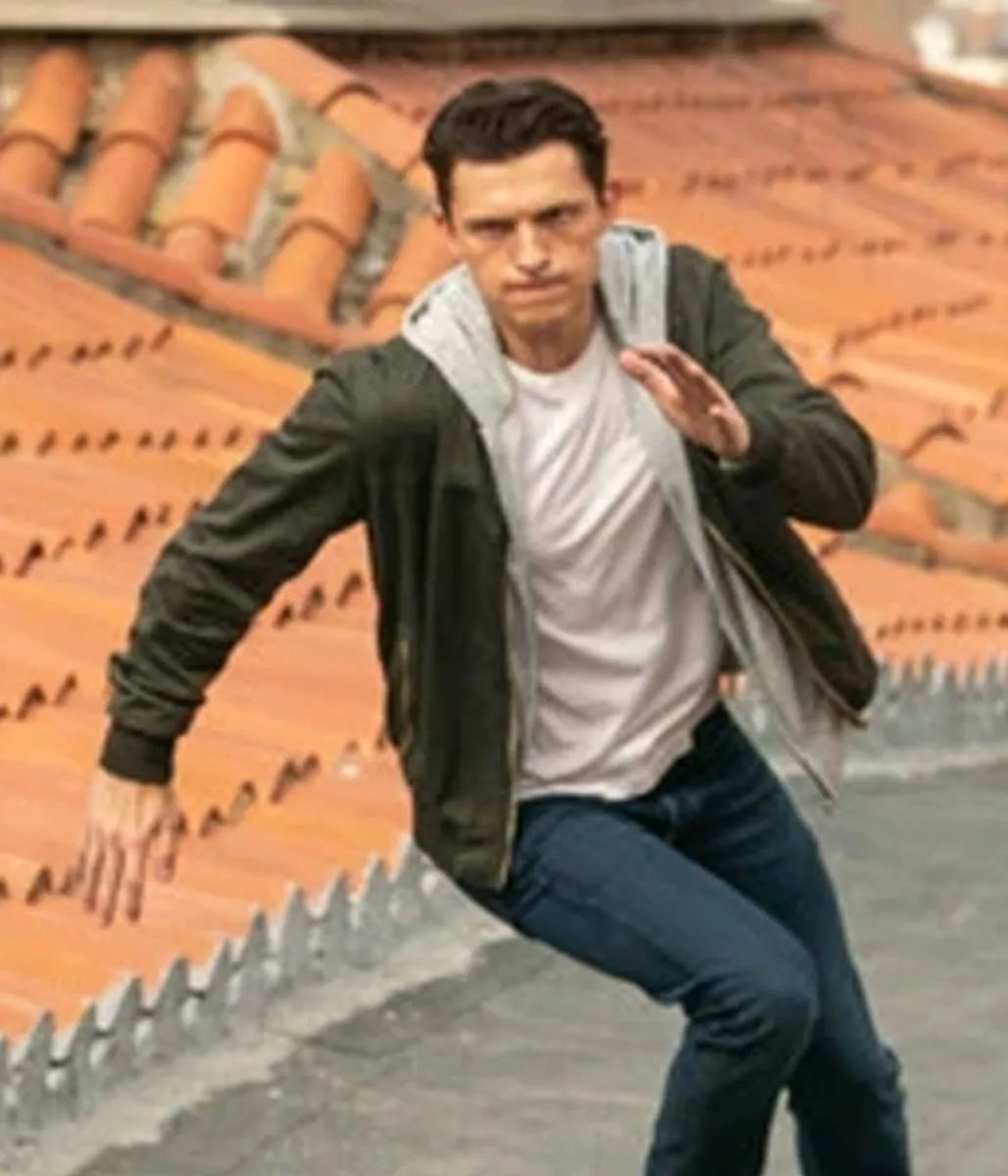 Tom Holland Uncharted Green Bomber Cotton Fabric  Jacket