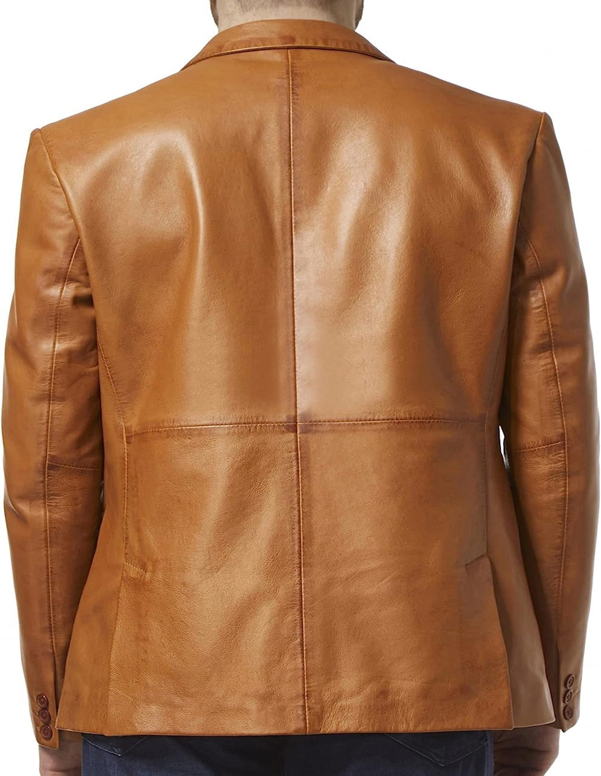 Tan Lambskin Leather Blazer Men