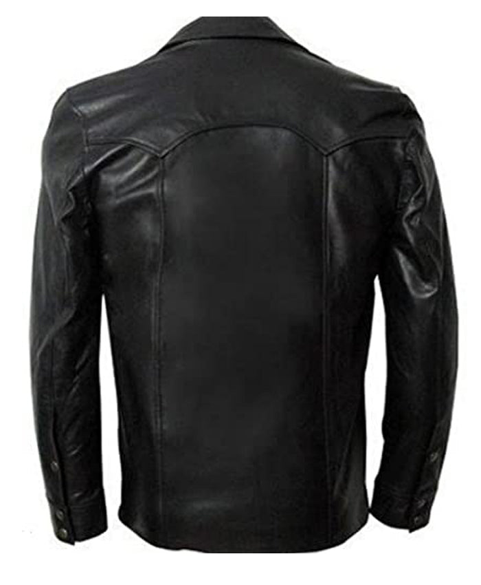 Mens Smart Casual Black Slim Genuine Leather Jacket