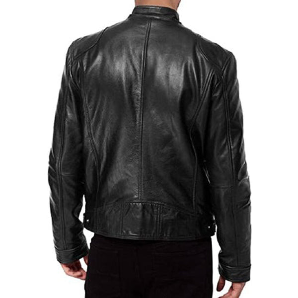 Men's Genuine Lambskin Leather Biker Jacket