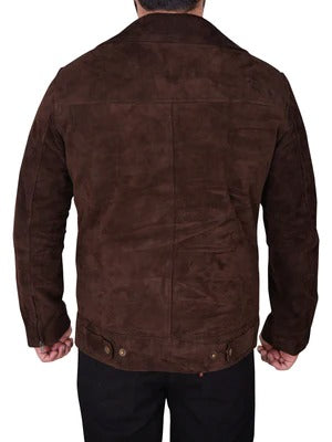 Men's Designer Dark Brown Suede Zipper Biker Genuine Leather Jacket South Beach Leather