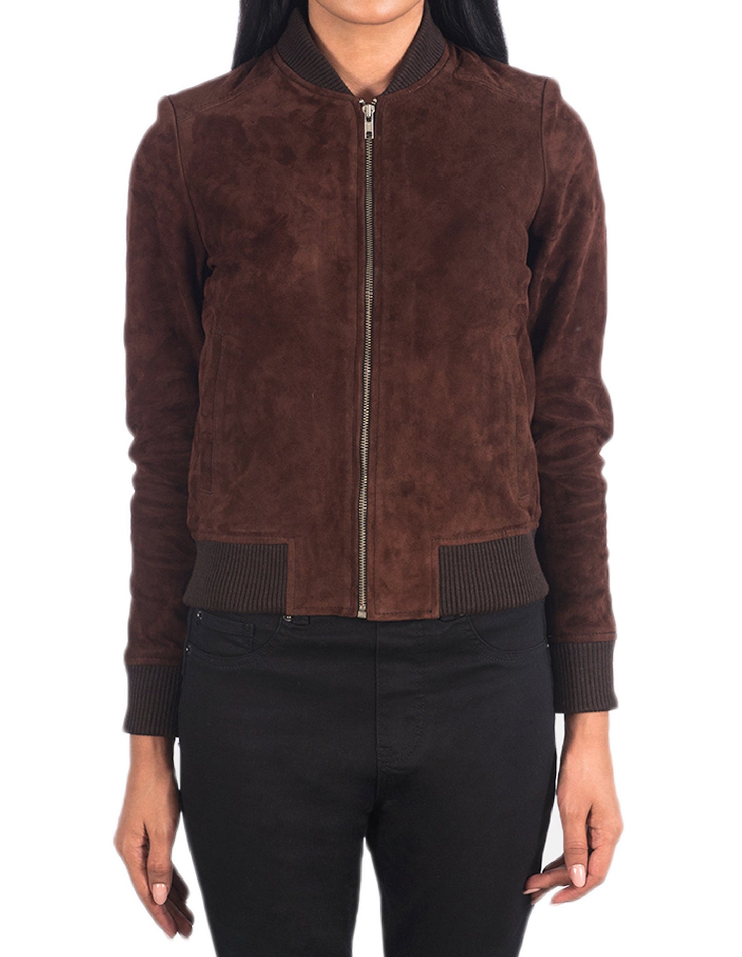 Brown Suede Leather Jacket For Women