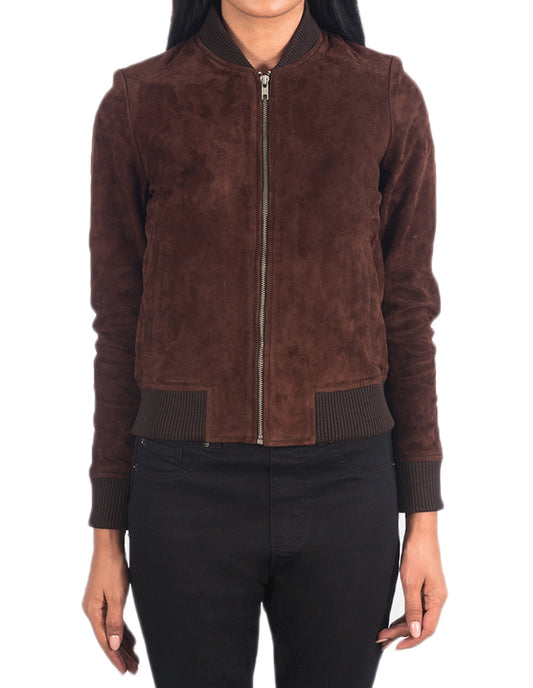 Brown Suede Leather Jacket For Women