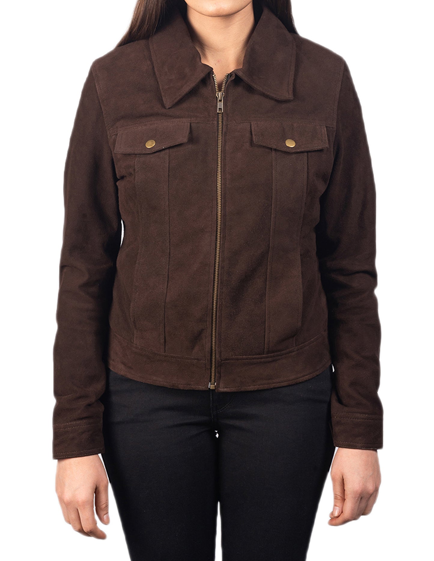 Brown Suede Leather Jacket For Women