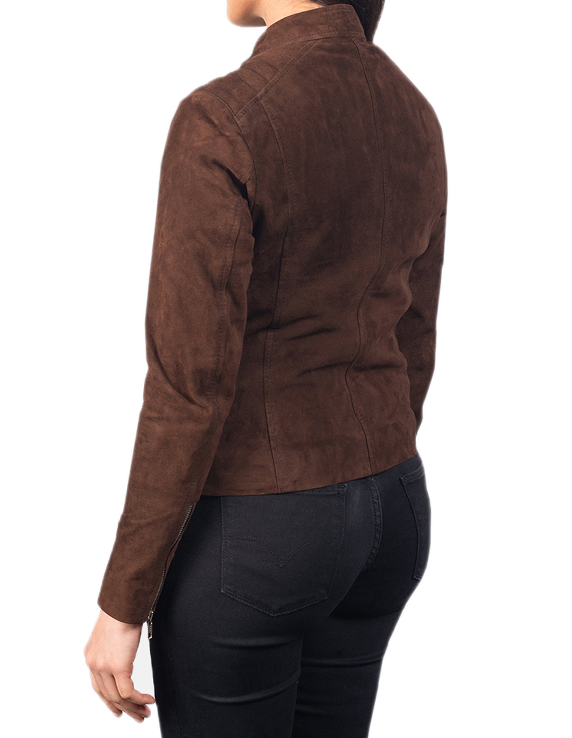 Brown Suede Leather Jacket For Women