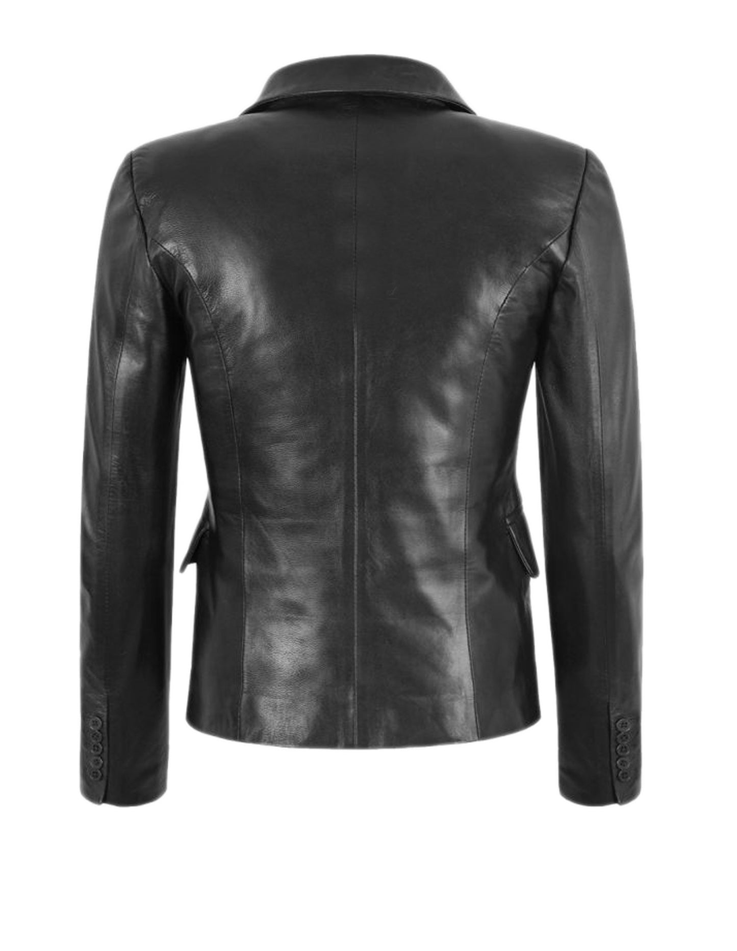 Women's Black Leather Blazer Coat