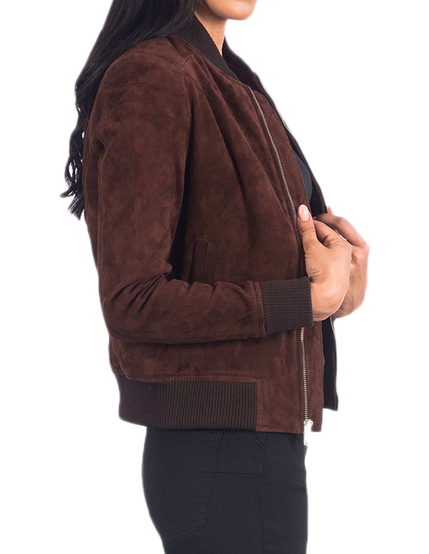 Brown Suede Leather Jacket For Women