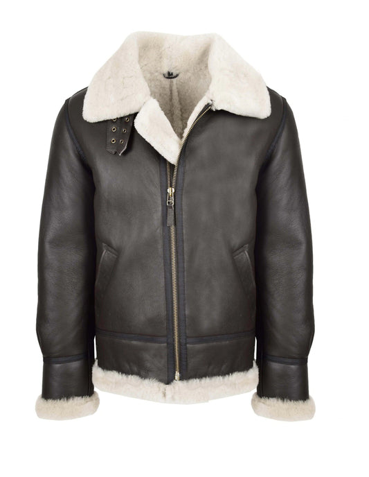 B3 Bomber Mens Black Shearling Bomber Leather Jacket