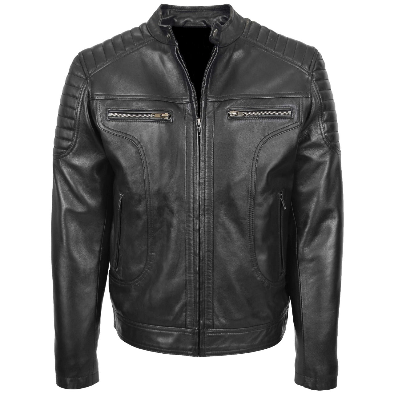 Black Sheepskin Real Leather Jacket Men